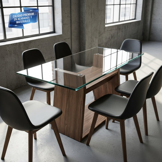 Cubierta Rectangular Vidrio Claro Templado para mesa de 6 sillas, 6 personas - VitroTemp