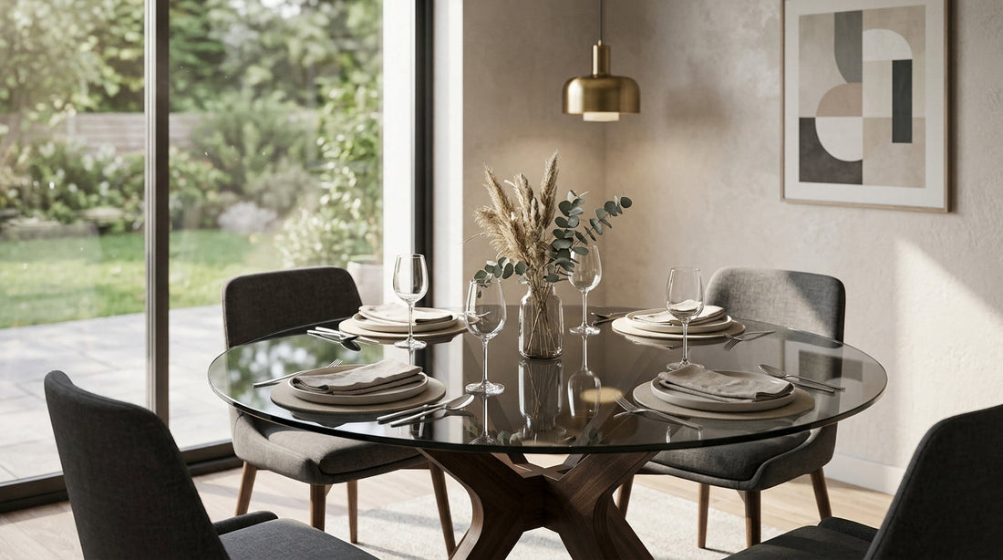 Vidrio Templado Circular Ahumado para Mesa de Comedor