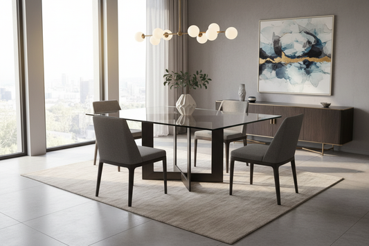 Descubre cómo el cristal templado y el vidrio ahumado pueden embellecer tu mesa de comedor cuadrada 120x120cm sin arruinar tu presupuesto - VitroTemp
