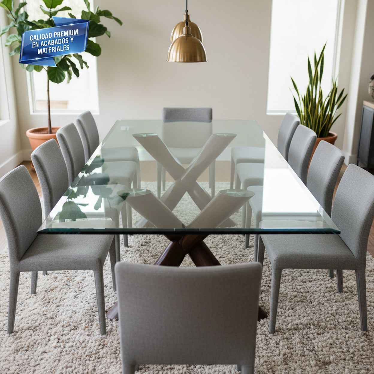 Vidrio Templado Claro Rectangular Para Mesa 252 x 120 cm