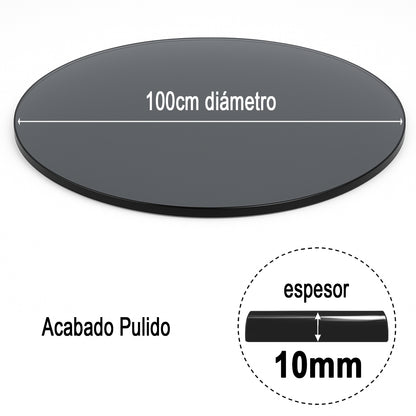 Cubierta Circular Vidrio Ahumado Templado 100cm Diámetro