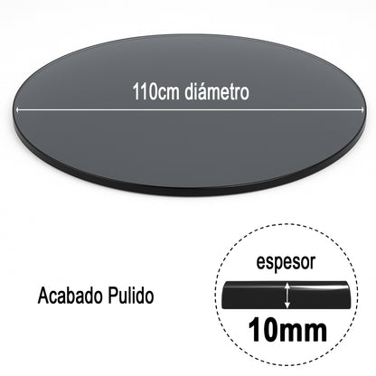 Cubierta Circular Vidrio Ahumado Templado 110cm Diámetro
