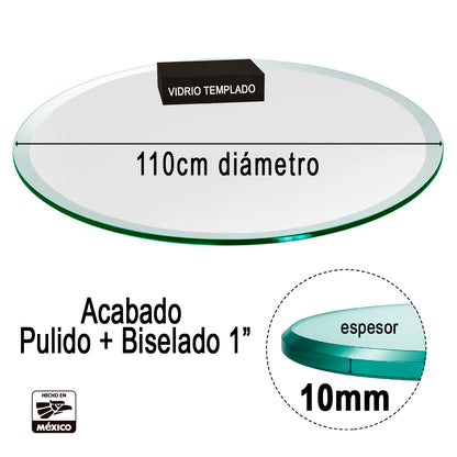 Cubierta Circular Vidrio Claro Templado 110cm Diámetro
