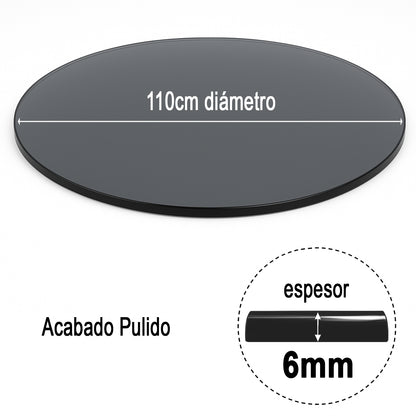Cubierta Circular Vidrio Ahumado Templado 110cm Diámetro