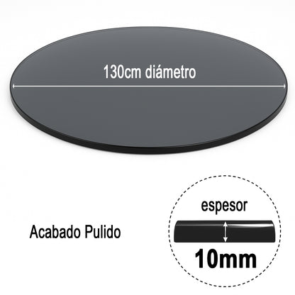 Cubierta Circular Vidrio Ahumado Templado 130cm Diámetro