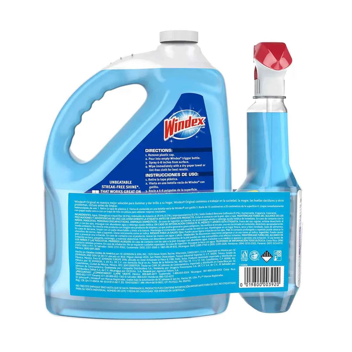 Limpiavidrios Windex Original 5 Litros con Atomizador de 946ml Rellenable