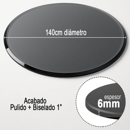 Cubierta Circular Vidrio Ahumado Templado 140cm Diámetro