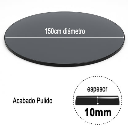 Cubierta Circular Vidrio Ahumado Templado 150cm Diámetro
