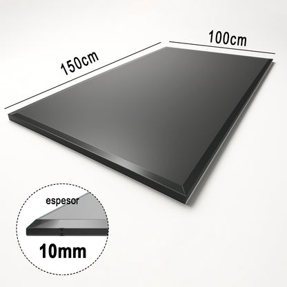 Cubierta Rectangular Vidrio Ahumado Templado 150x100cm