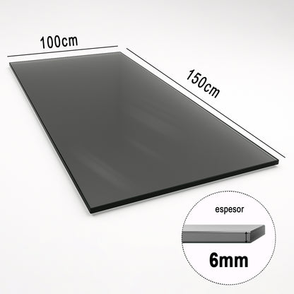 Cubierta Rectangular Vidrio Ahumado Templado 150x100cm