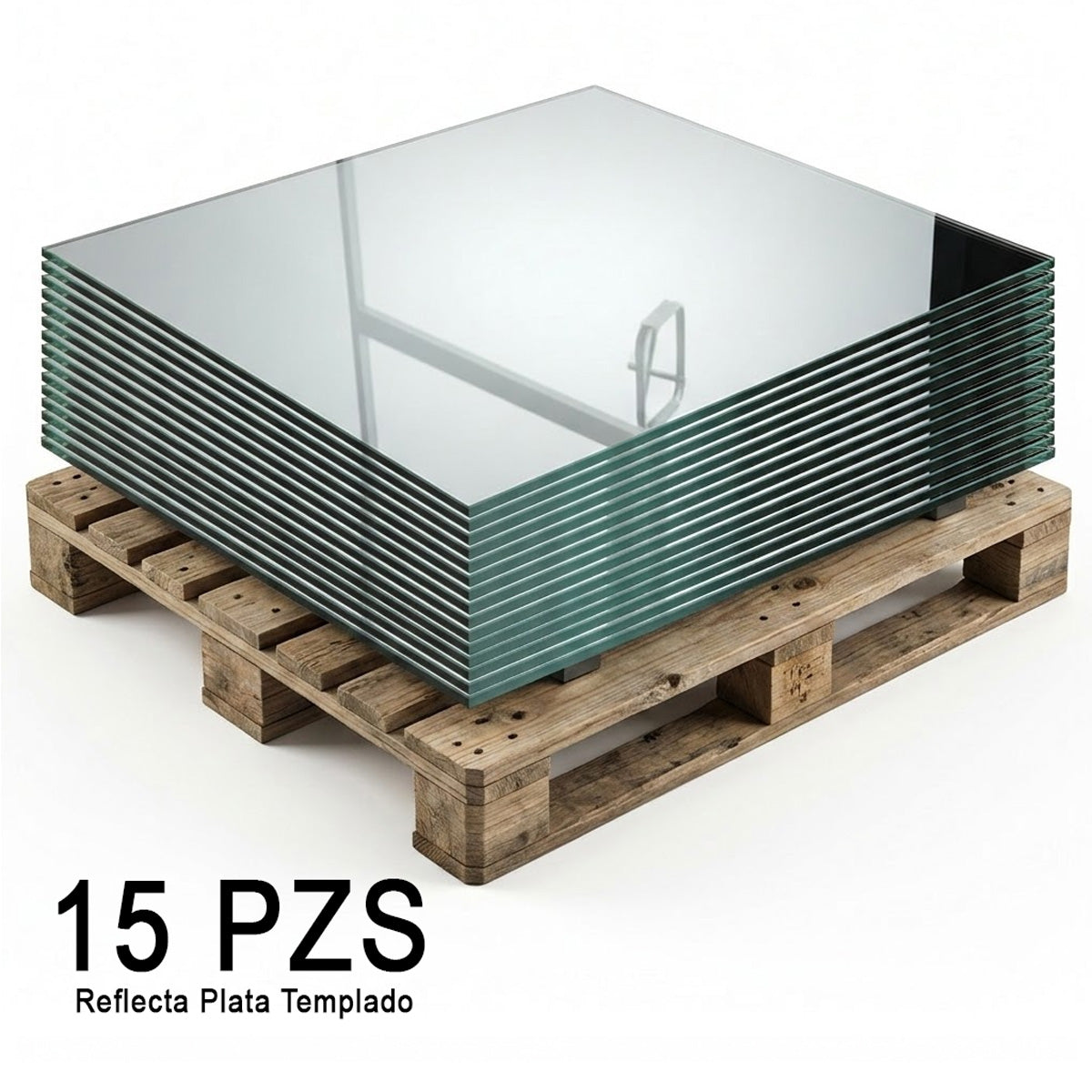 Vidrio Templado Reflecta Plata de 6mm Medida 120 x 120 cm Control Solar Arquitectónico