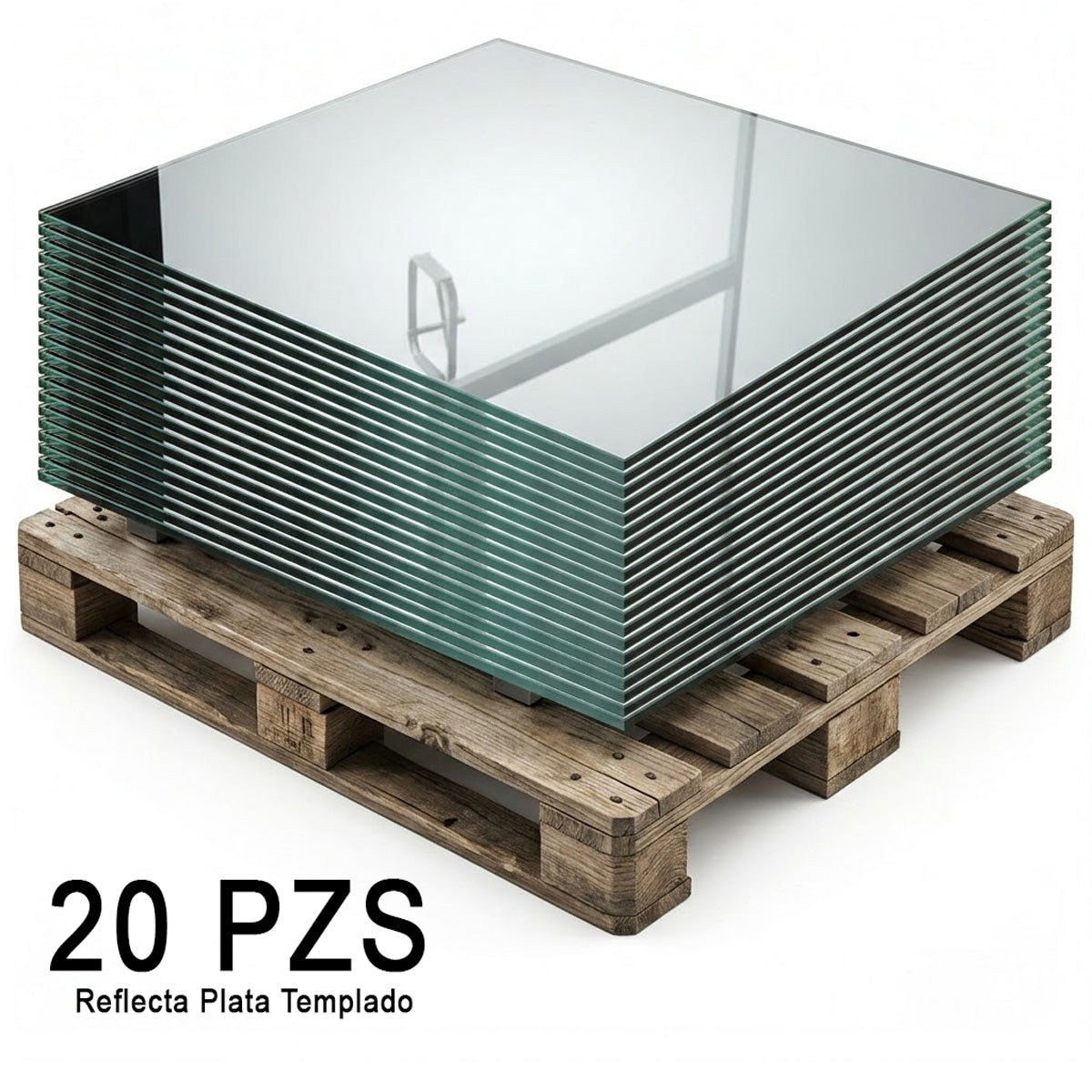 Vidrio Templado Reflecta Plata de 6mm Medida 120 x 120 cm Control Solar Arquitectónico
