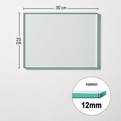 Cubierta Rectangular Vidrio Claro Templado 30x25cm