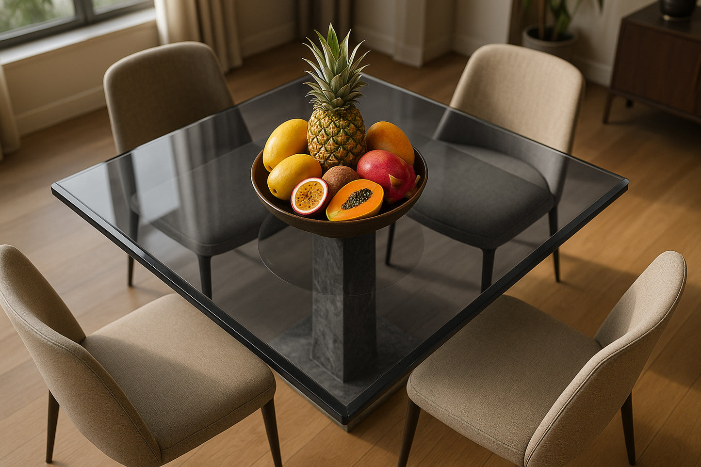 Cubierta Cuadrada Vidrio Ahumado Templado 90x90cm