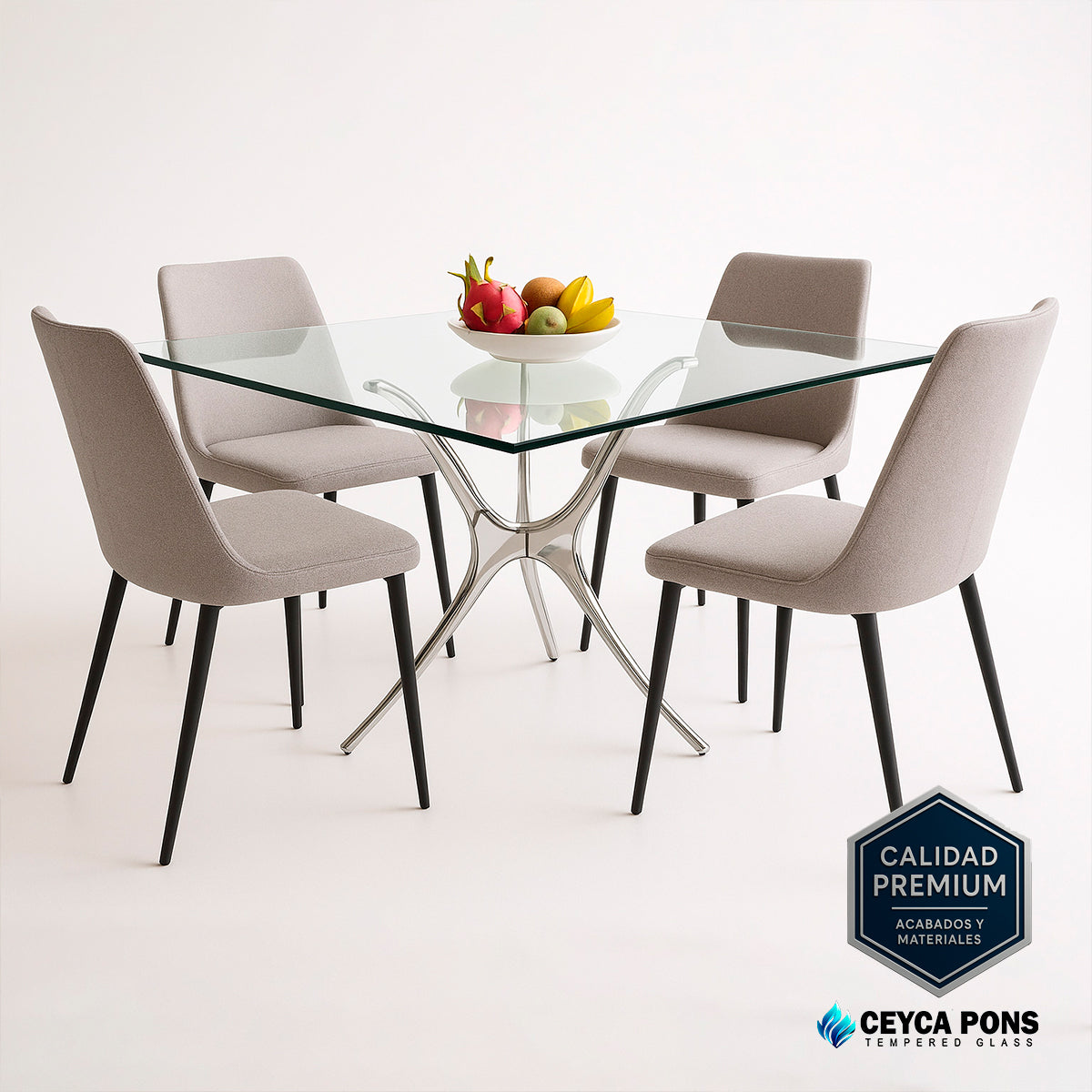 Cubierta Cuadrada de Vidrio Templado Claro 106x106cm