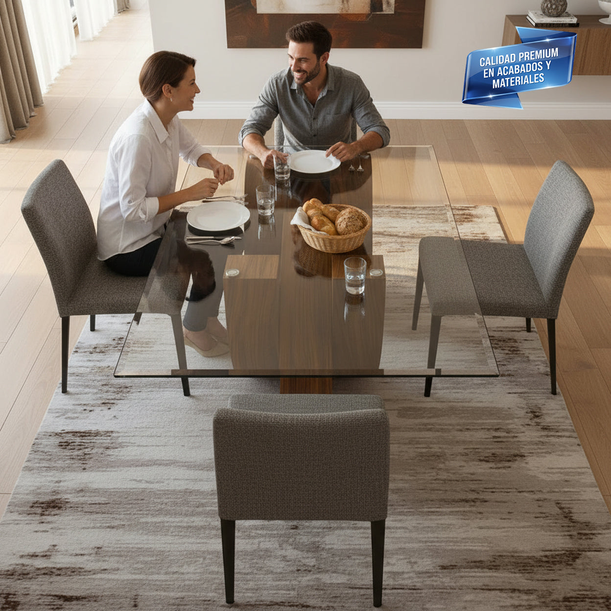 Cubierta Rectangular Vidrio Claro Templado para Mesa de 4 sillas – VitroTemp