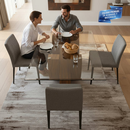 Cubierta Rectangular Vidrio Claro Templado para Mesa de 4 sillas – VitroTemp