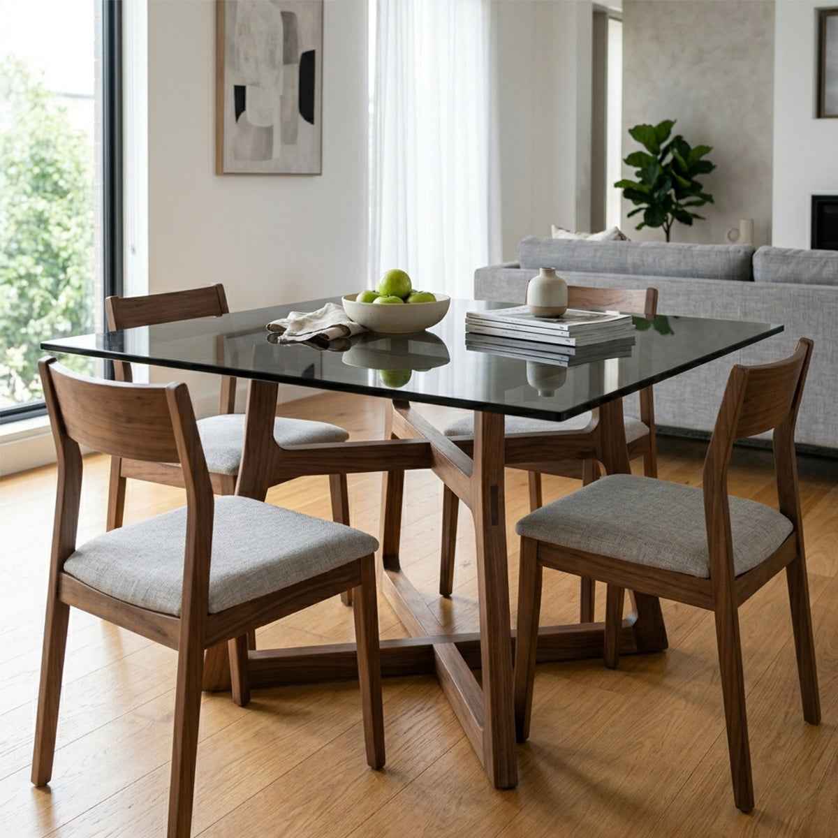 Cubierta Cuadrada de Vidrio Ahumado Templado para Mesa 80 x 80 cm