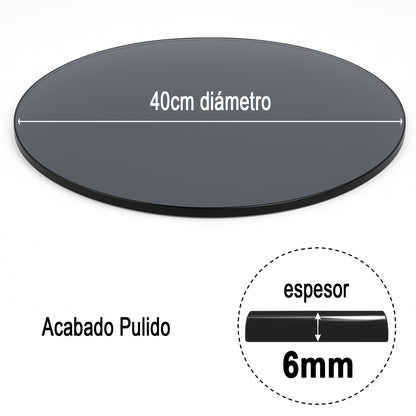 Cubierta Circular Vidrio Ahumado Templado 40cm Diámetro