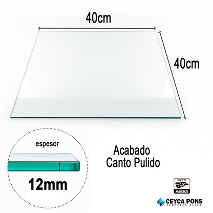 Cubierta Cuadrada de Vidrio Templado Claro 40×40cm