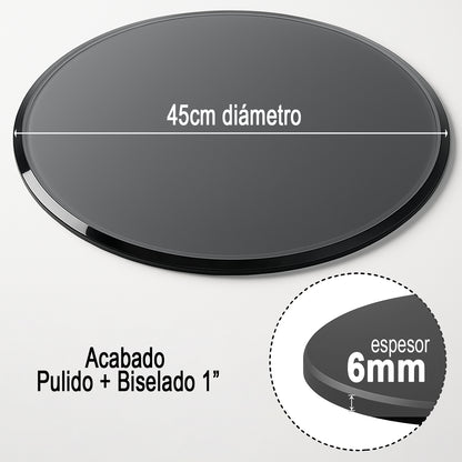 Cubierta Circular Vidrio Templado Ahumado 45cm Diámetro