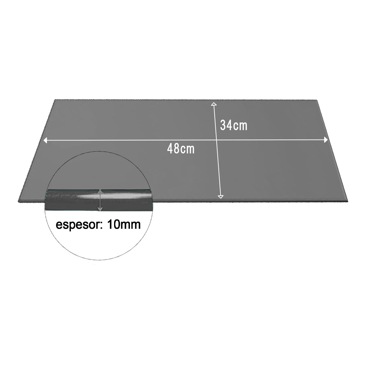 Cubierta Rectangular Vidrio Filtrasol Templado 48x34cm 10mm canto pulido - ceyca pons