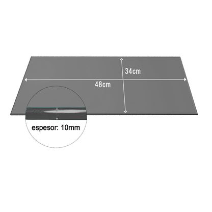 Cubierta Rectangular Vidrio Filtrasol Templado 48x34cm 10mm canto pulido - ceyca pons