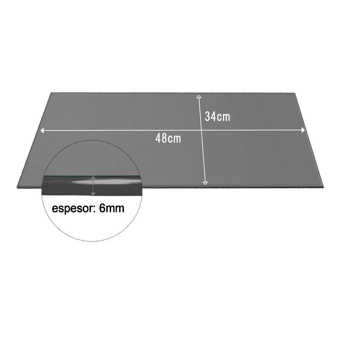 Cubierta Rectangular Vidrio Filtrasol Templado 48x34cm 6mm canto pulido - ceyca pons