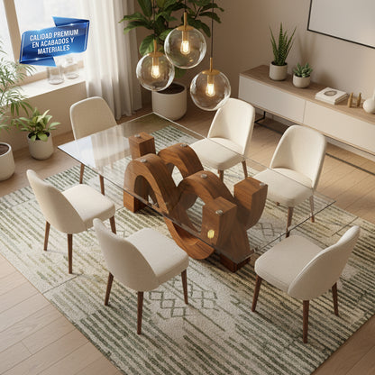 Cubierta Rectangular Vidrio Claro Templado para mesa de 4 a 6 sillas, 4 a 6 personas - VitroTemp