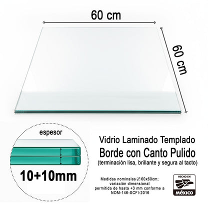 Vidrio Laminado Templado Claro 60 x 60 cm – Cristal para Piso de Alta Resistencia