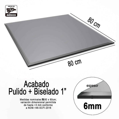 Cubierta Cuadrada de Vidrio Ahumado Templado para Mesa 80 x 80 cm