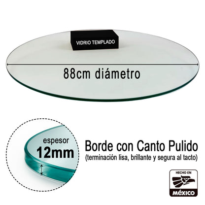 Cubierta Circular Vidrio Claro Templado 88cm Diámetro