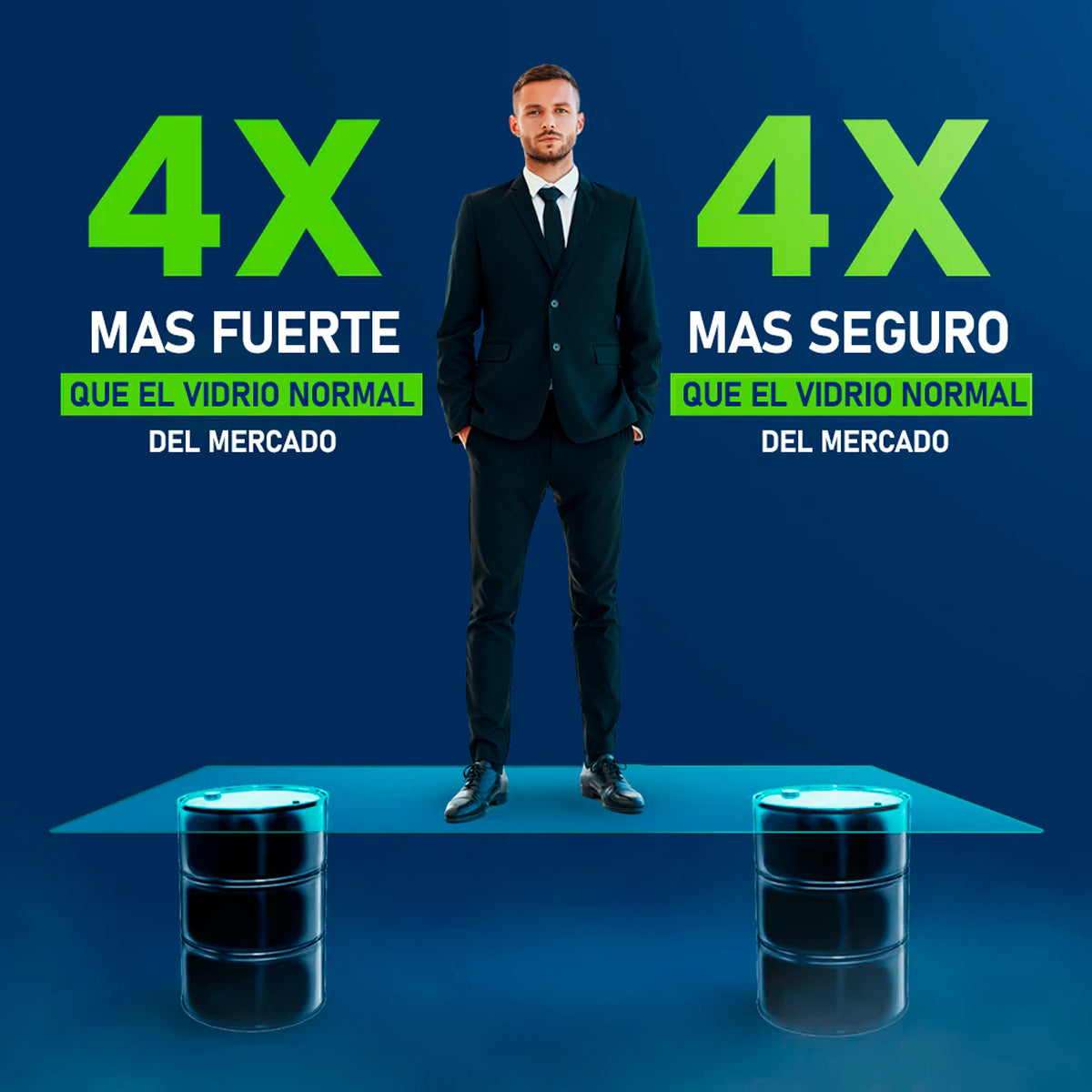 Cubierta Rectangular Vidrio Claro Templado 160x50cm