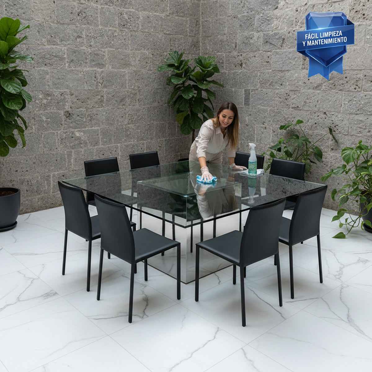 Cubierta Cuadrada de Vidrio Templado Claro 170x170cm