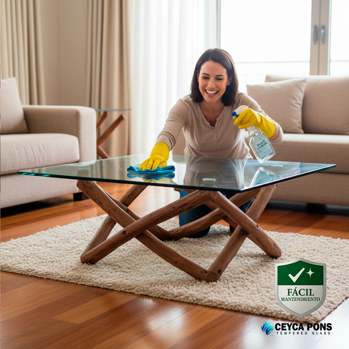 Cubierta Cuadrada de Vidrio Templado Claro 50x50cm