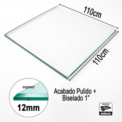 Cubierta Cuadrada de Vidrio Templado Claro 110x110cm