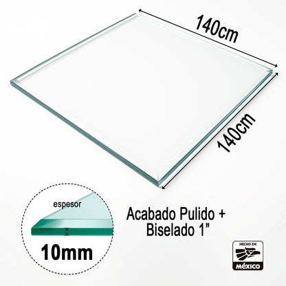 Cubierta Cuadrada de Vidrio Templado Claro 140x140cm