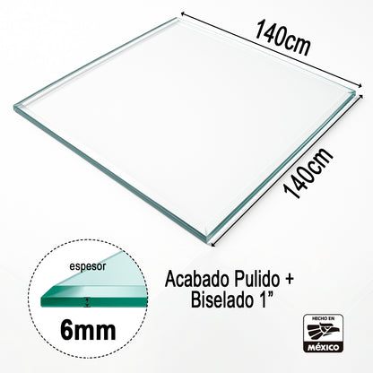 Cubierta Cuadrada de Vidrio Templado Claro 140x140cm