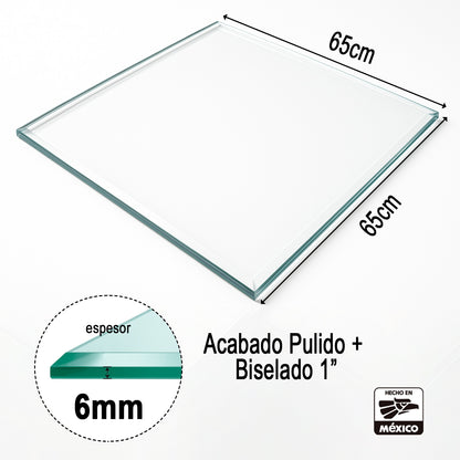 Cubierta Cuadrada de Vidrio Templado Claro 65x65cm