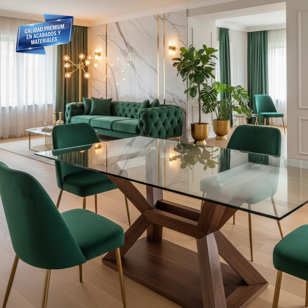 Cubierta Rectangular Vidrio Claro Templado para Mesa de 4 sillas – VitroTemp