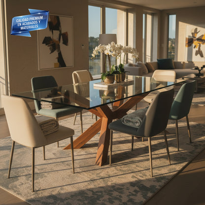 Cubierta Rectangular Vidrio Claro Templado para mesa de comedor de 6 personas - VitroTemp