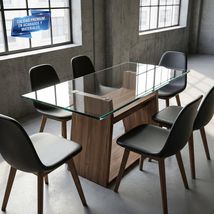 Cubierta Rectangular Vidrio Claro Templado para mesa de 6 sillas, 6 personas - VitroTemp