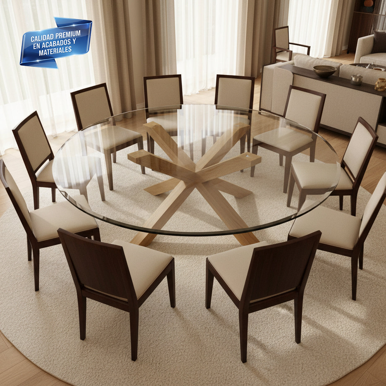 Vidrio templado para mesa de comedor circular - VitroTemp