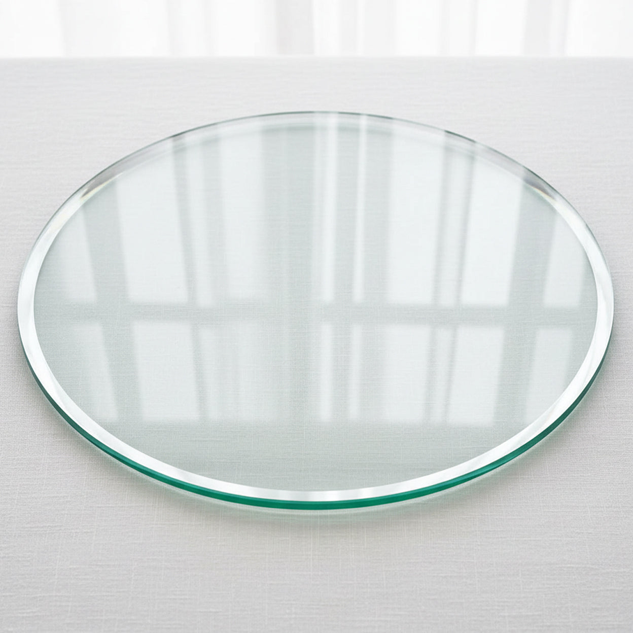 Cubierta Circular Vidrio Claro Templado Acabado Biselado 1" - VitroTemp