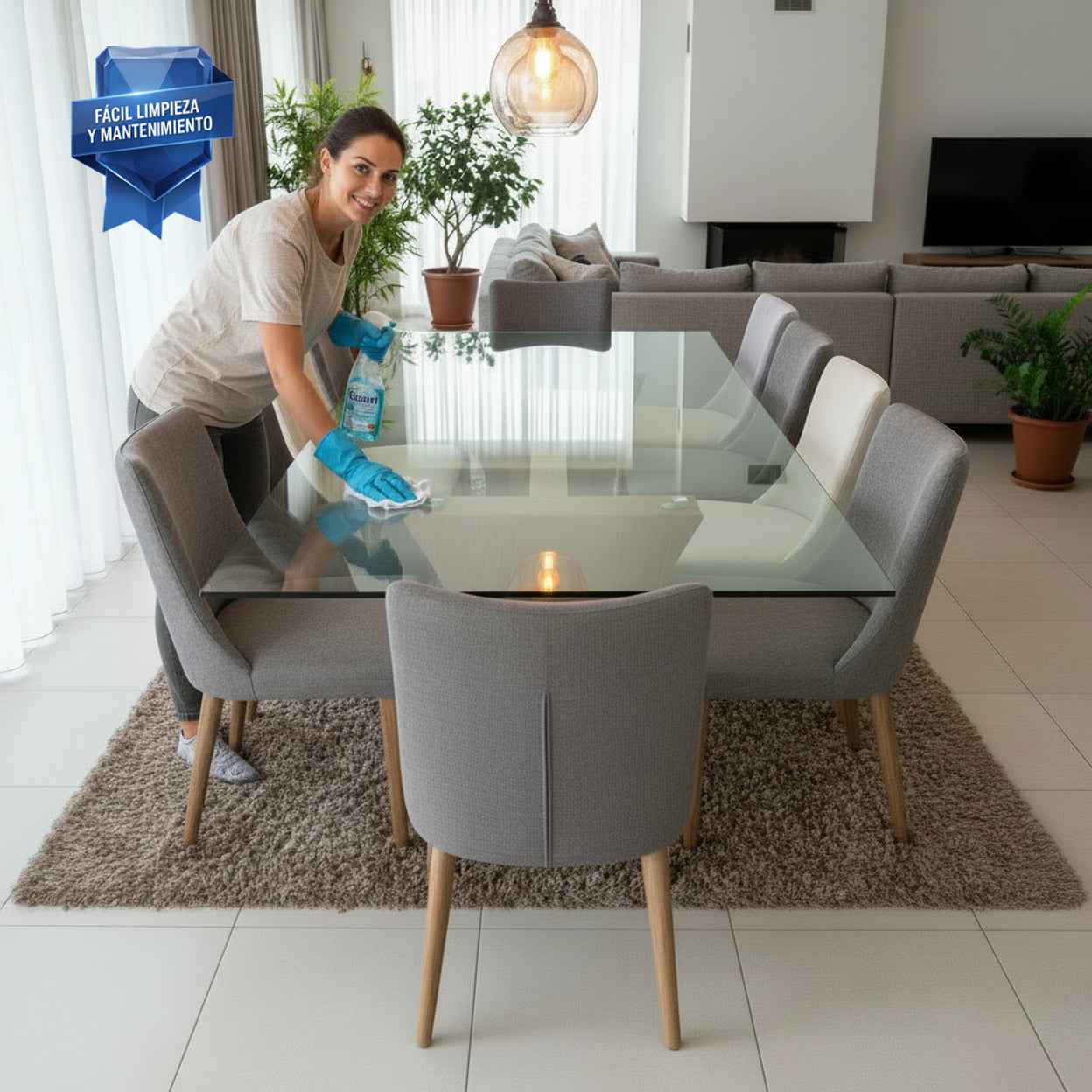 Vidrio Templado Claro Rectangular Para Mesa de 8 a 10 sillas - VitroTemp