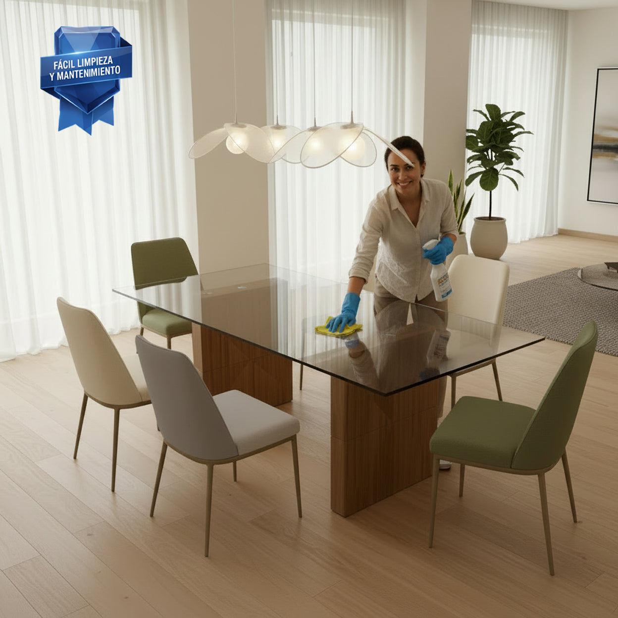 Cubierta Rectangular Vidrio Claro Templado 150x90cm