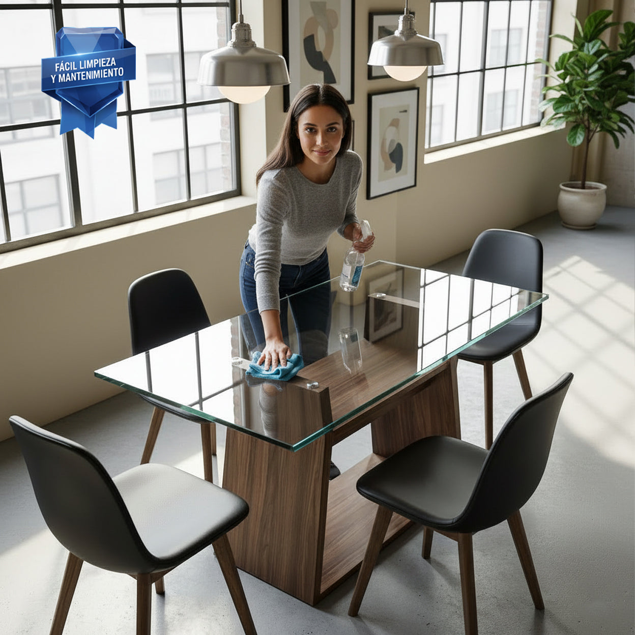 Cubierta Rectangular Vidrio Claro Templado para mesa de 4 a 6 sillas, 4 a 6 personas - VitroTemp