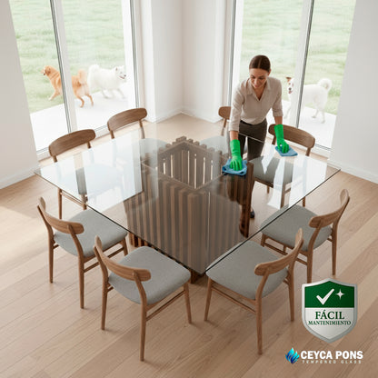 Cubierta Cuadrada de Vidrio Templado Claro 136x136cm