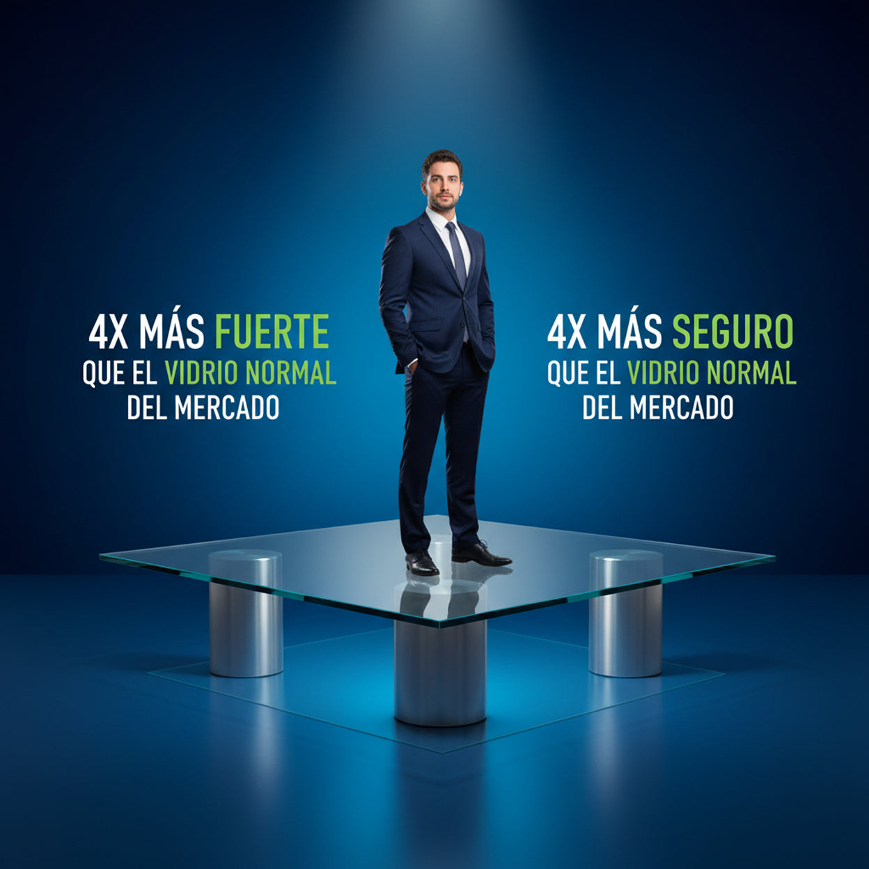 el vidrio templado cuadrado es 4 veces mas fuerte y 4 veces mas seguro que el vidrio normal - VitroTemp