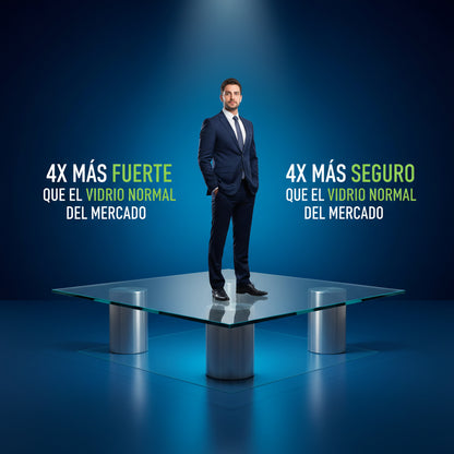 el vidrio templado cuadrado es 4 veces mas fuerte y 4 veces mas seguro que el vidrio normal - VitroTemp